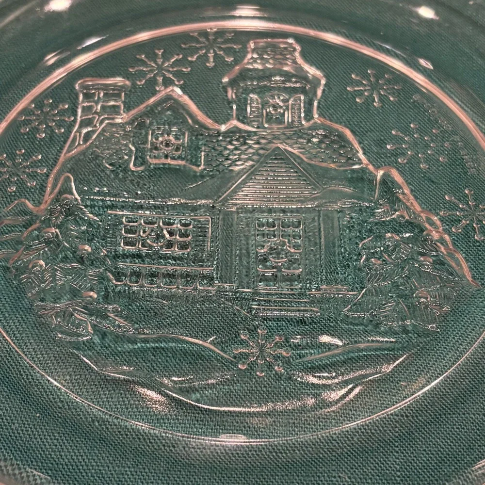 VTG 4-Arcoroc France Chalet Snow Cabin Clear Glass‎ 7.5